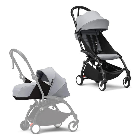Coche de paseo Stokke YOYO3 Combo con moisés para recién nacido + asiento convertible, chasis de aluminio ultraligero y arnés de 5 puntos, desde el nacimiento hasta los 4 años - Stokke