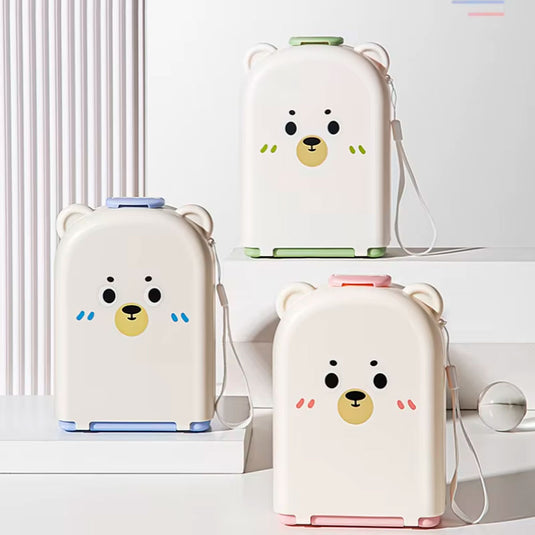 Juego de cepillos lavateteros portátil en estuche de osito, kit de limpieza de biberones, accesorios y vasos, hechos en silicona grado alimenticio, de tamaño compacto fácil de transportar