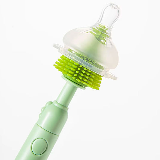Juego de cepillos lavateteros portátil en estuche de osito, kit de limpieza de biberones, accesorios y vasos, hechos en silicona grado alimenticio, de tamaño compacto fácil de transportar