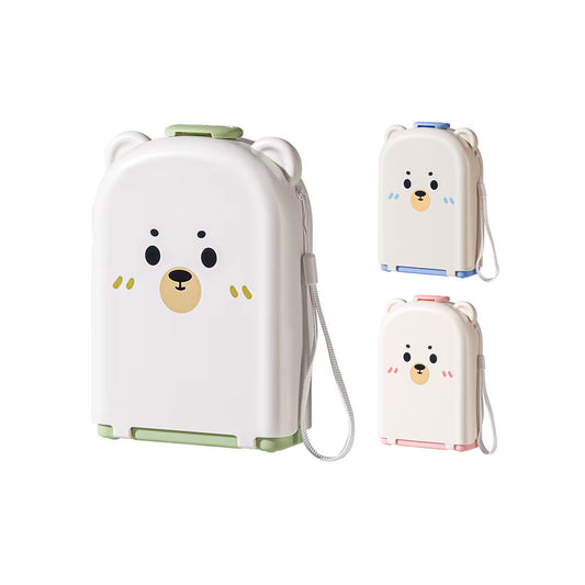 Juego de cepillos lavateteros portátil en estuche de osito, kit de limpieza de biberones, accesorios y vasos, hechos en silicona grado alimenticio, de tamaño compacto fácil de transportar