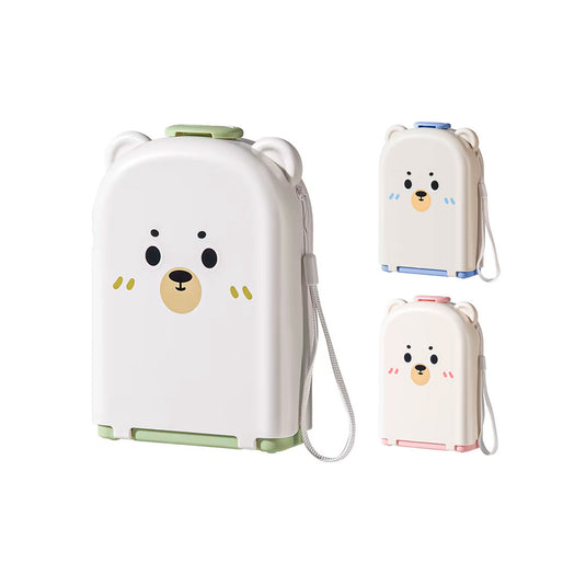 Juego de cepillos lavateteros portátil en estuche de osito, kit de limpieza de biberones, accesorios y vasos, hechos en silicona grado alimenticio, de tamaño compacto fácil de transportar