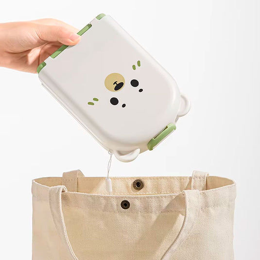 Juego de cepillos lavateteros portátil en estuche de osito, kit de limpieza de biberones, accesorios y vasos, hechos en silicona grado alimenticio, de tamaño compacto fácil de transportar