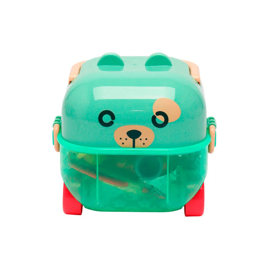 Estuche de sonajeros 5pz Caritas de Animales, con rascaencias, hechos en silicona de grado alimenticio y plástico ABS sin BPA, estuche con luces y melodías