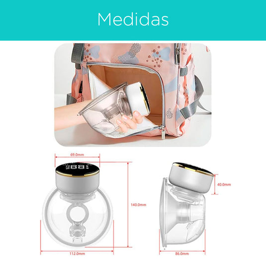 Extractor de leche manos libres eléctrico, ajustable a 3 modos y 9 niveles de succión, capacidad de 180ml con pantalla táctil LED