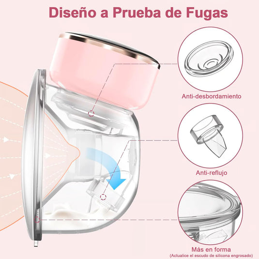 Extractor de leche manos libres eléctrico, ajustable a 3 modos y 9 niveles de succión, capacidad de 180ml con pantalla táctil LED