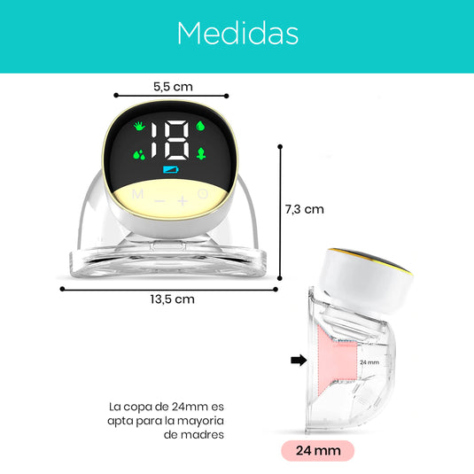 Extractor eléctrico doble portátil Manos Libres, con 4 modos y 12 niveles de succión, pantalla LCD, silencioso, diseño a prueba de fugas, de 24mm