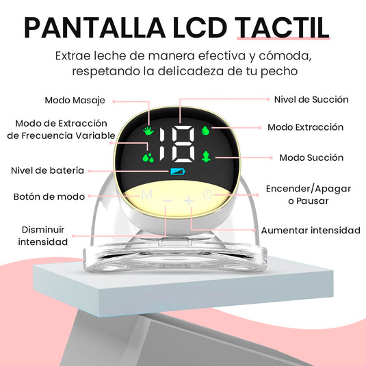 Extractor eléctrico doble portátil Manos Libres, con 4 modos y 12 niveles de succión, pantalla LCD, silencioso, diseño a prueba de fugas, de 24mm