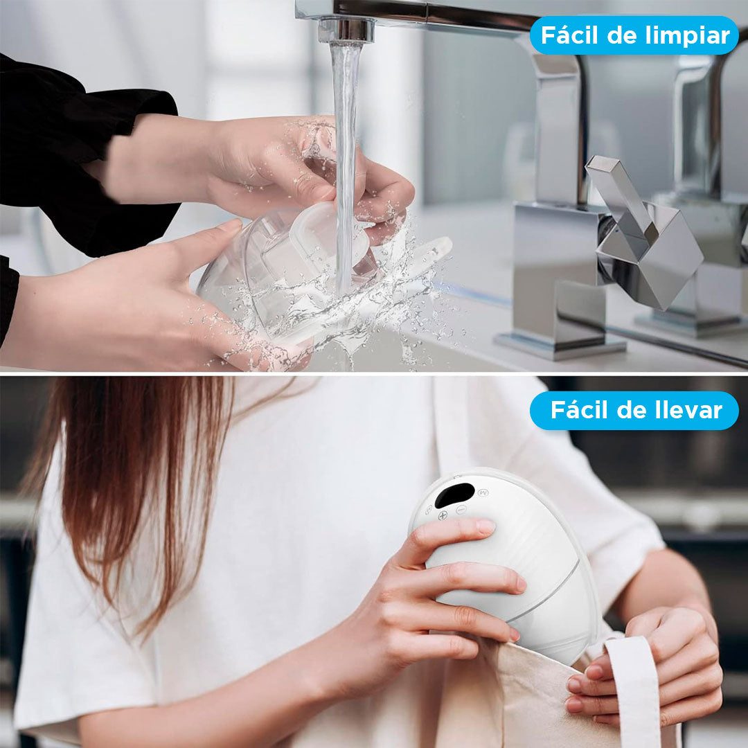 Extractor eléctrico blanco de manos libres, cuenta con 3 modos de succión, 9 niveles de potencia y una pantalla táctil LCD