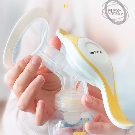 Extractor manual de palanca Flex Shields Harmony, tamaño compacto para usar con una mano, forma ovalada y borde suave, extracción en dos fases - Medela