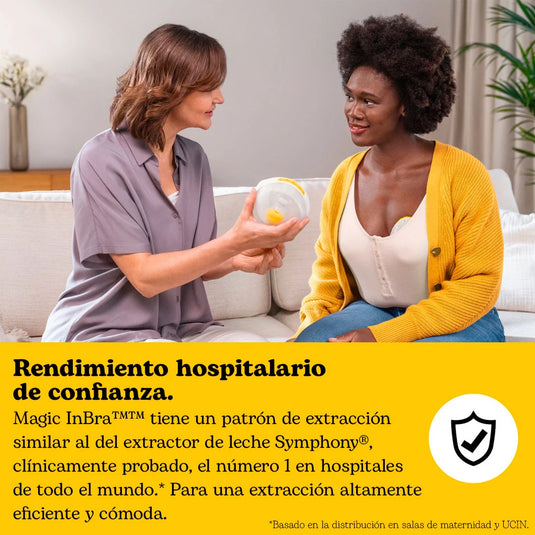 Extractor eléctrico de leche portátil Magic InBra™, comodidad y rendimiento excepcionales, última generación, forma anatómica para un ajuste cómodo, extraer hasta un 11,8 % más de leche, conectividad por medio de aplicación - Medela