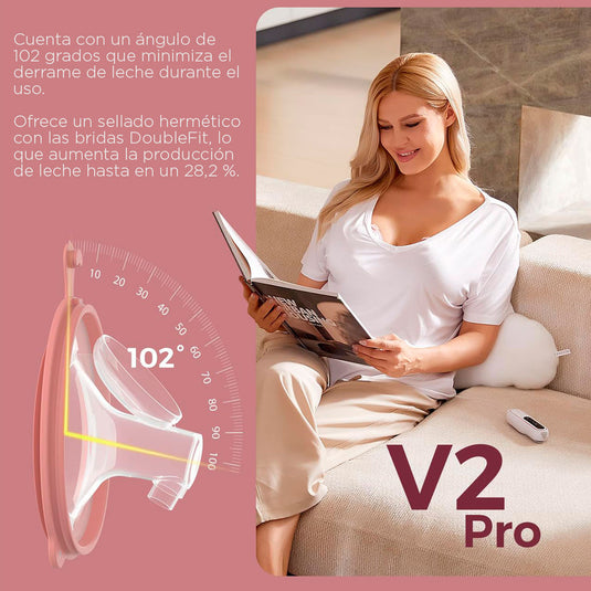 Extractor eléctrico manos libres y portátil V2PRO ultraligero, con 3 modos de succión y 9 niveles de potencia, tamaño compacto fácil de llevar a todos lados, buena duración de carga - Momcozy