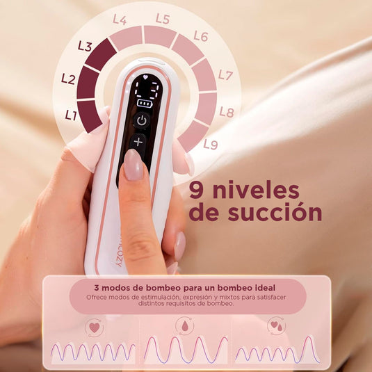Extractor eléctrico manos libres y portátil V2PRO ultraligero, con 3 modos de succión y 9 niveles de potencia, tamaño compacto fácil de llevar a todos lados, buena duración de carga - Momcozy