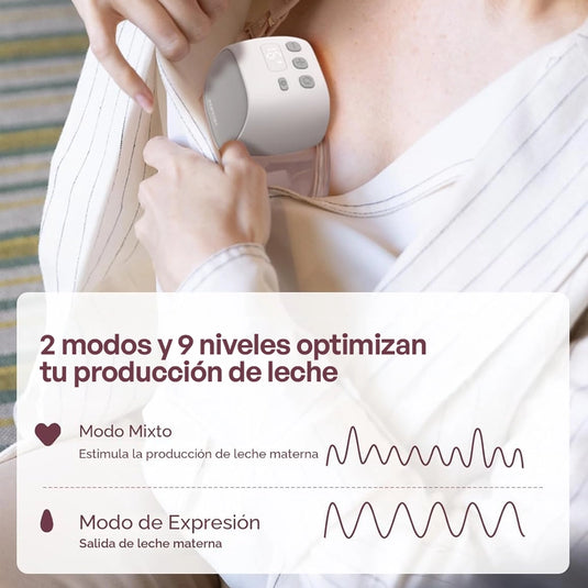 Extractor de leche doble manos libres S9 Pro, color gris - Momcozy