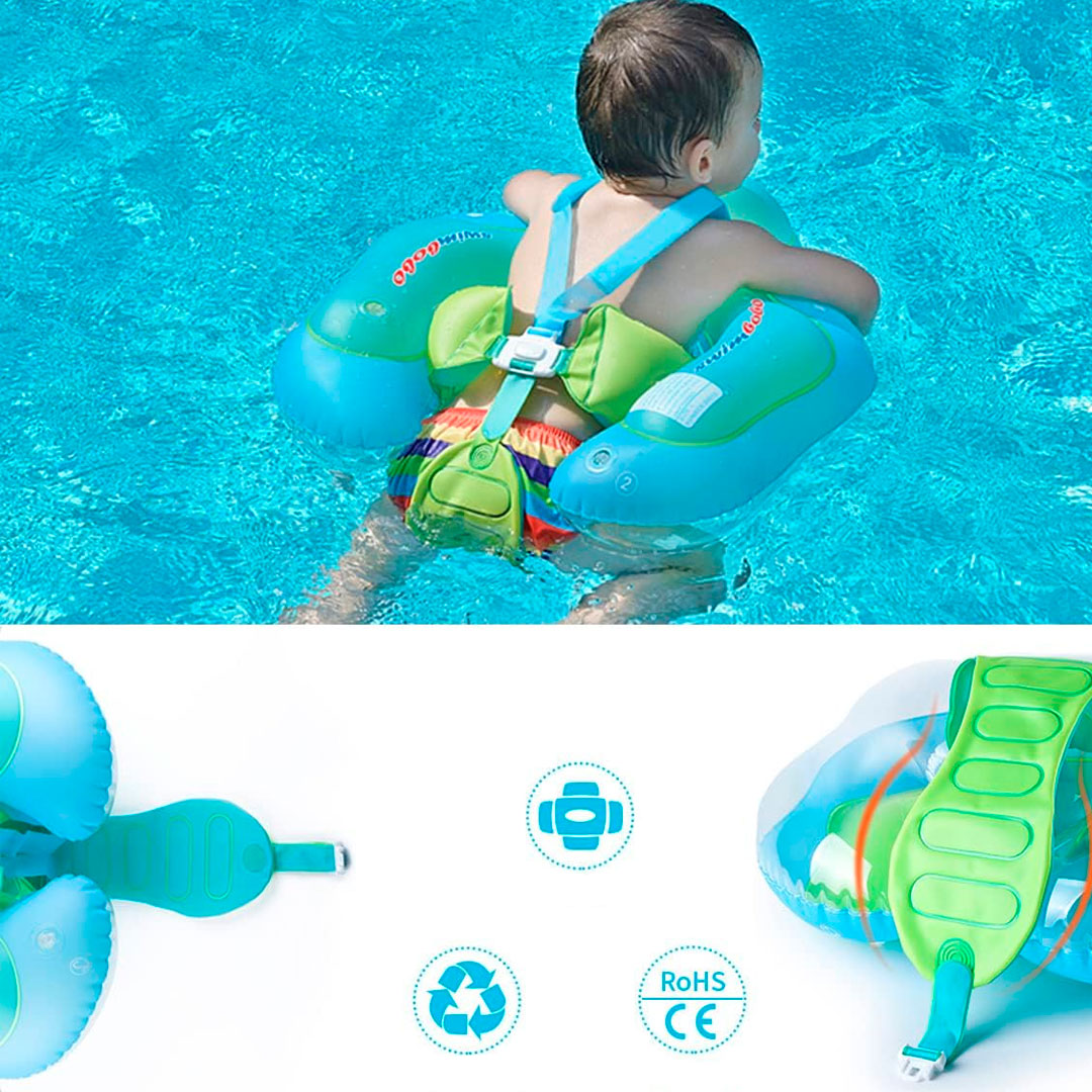 Flotador inflable con protector solar, con arnés de seguridad, diseño antivuelco, ergonómico en posición de nado de de 40°