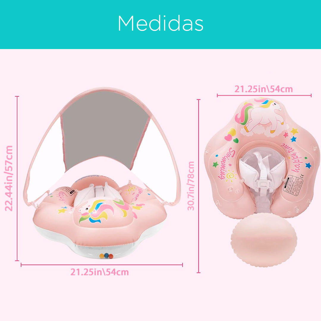 Flotador inflable con protector solar, con arnés de seguridad, diseño antivuelco, ergonómico en posición de nado de de 40°