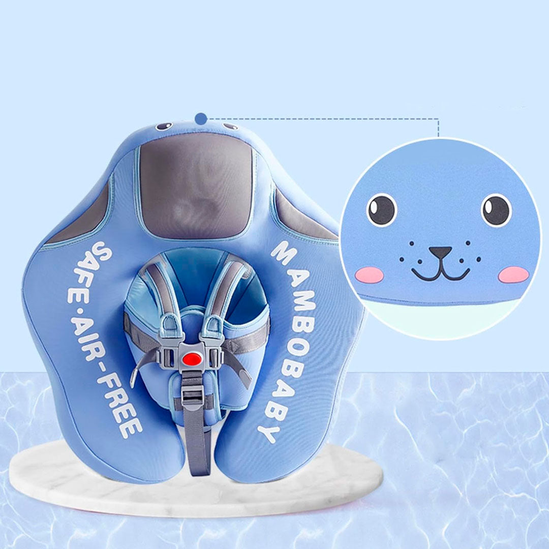 Flotador con arnés y carita para bebés, flotador de natación para bebés acostados de 3 a 24 meses, diseño no inflable, completamente sellado para nadar sin aire de forma segura