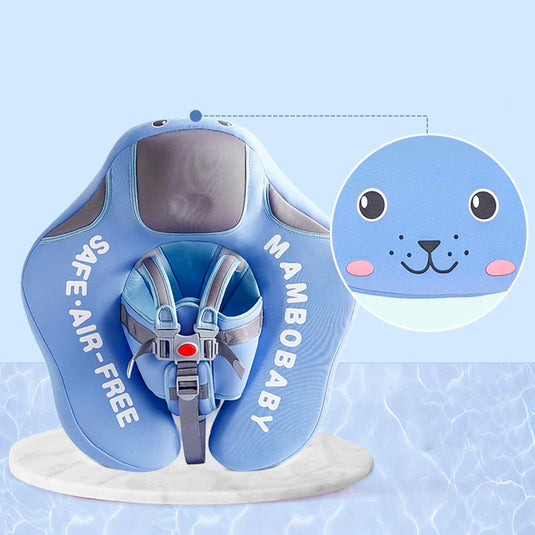 Flotador con arnés y carita para bebés, flotador de natación para bebés acostados de 3 a 24 meses, diseño no inflable, completamente sellado para nadar sin aire de forma segura
