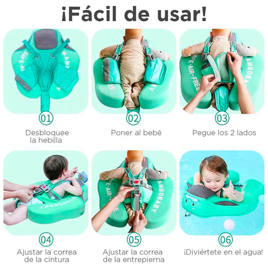 Flotador con arnés y carita para bebés, flotador de natación para bebés acostados de 3 a 24 meses, diseño no inflable, completamente sellado para nadar sin aire de forma segura - Cocco Semana 2026