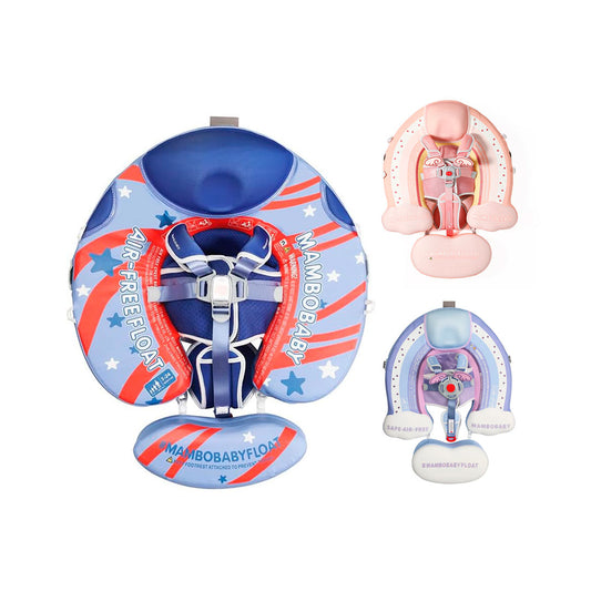 Flotador no inflable con dosel y apoyos de natación, antipinchazos, hebilla de seguridad, toldo antisol extraíble, dos posiciones para nadar - Mambobaby