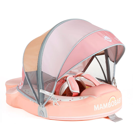 Flotador no inflable con dosel y apoyos de natación, antipinchazos, hebilla de seguridad, toldo antisol extraíble, dos posiciones para nadar - Mambobaby