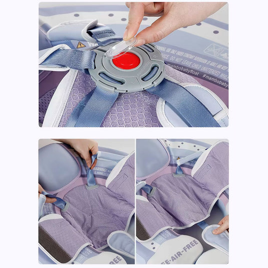 Flotador no inflable con dosel y apoyos de natación, antipinchazos, hebilla de seguridad, toldo antisol extraíble, dos posiciones para nadar - Mambobaby