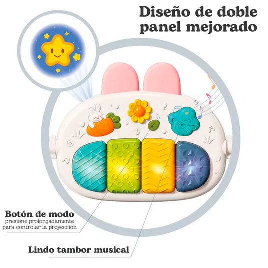 Gimnasio y andadera 2 en 1 con luces y sonidos, móviles colgantes, sistema de andadera para los primeros pasos, alfombra de juego, diseño de animalitos con colores vibrantes y texturas