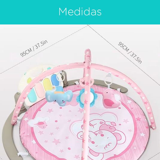 Gimnasio piano musical con Bluetooth, piano con luces, sonidos y melodías, juguetes móviles, cómodo tapete de juego con divertido diseño