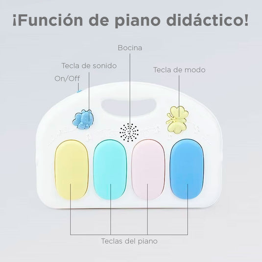 Gimnasio piano musical con Bluetooth, piano con luces, sonidos y melodías, juguetes móviles, cómodo tapete de juego con divertido diseño