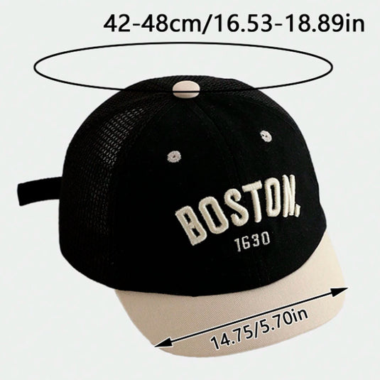 Gorra Boston 1930 estilo beisbol para bebé, correa de ajuste, en malla, material cómodo y resistente, transpirable para uso diario y viajes