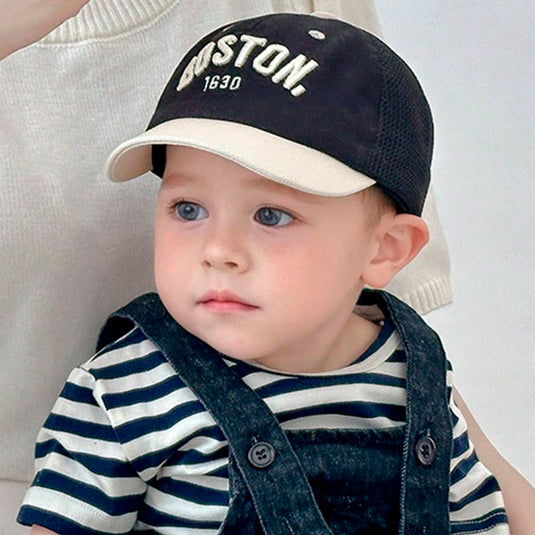 Gorra Boston 1930 estilo beisbol para bebé, correa de ajuste, en malla, material cómodo y resistente, transpirable para uso diario y viajes