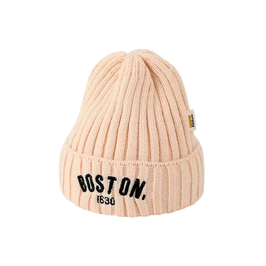 Gorro de diseño tejido Boston 1630 para bebé, color plano ideal para el día a día, gorro de punto cálido con dobles, hecho en material suave hippoargenico