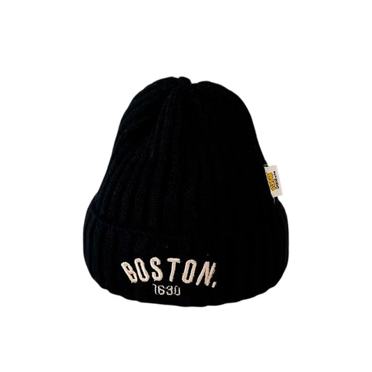 Gorro de diseño tejido Boston 1630 para bebé, color plano ideal para el día a día, gorro de punto cálido con dobles, hecho en material suave hippoargenico