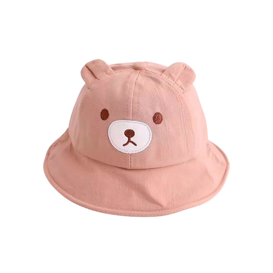 Gorro explorador con diseño de osito para bebé, sombrero para el sol, con correa de barbilla de ajuste con resorte, material suave