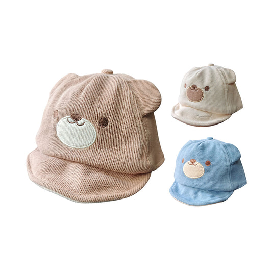 Gorra estilo tejida con diseño de Osito para bebé, gorrita para proteger del sol, diseño adorable en colores neutros, hecho en material suave e hipoalergénico