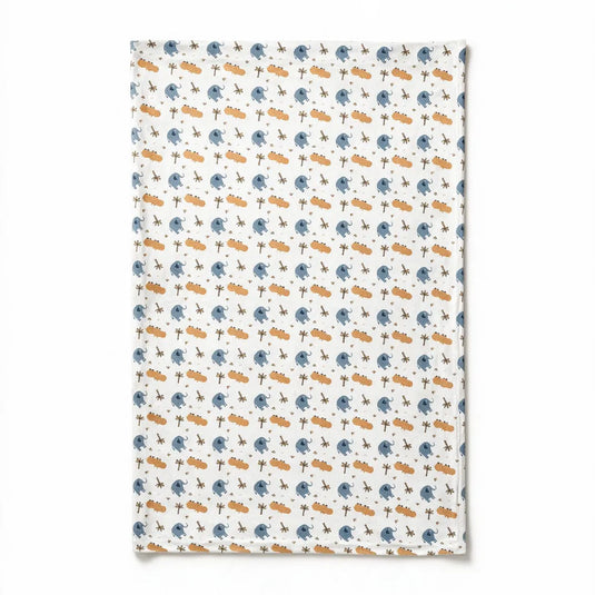 Set gorro y manta de envolver para bebé en algodón, con estampado de letras y animalitos, suave y transpirable