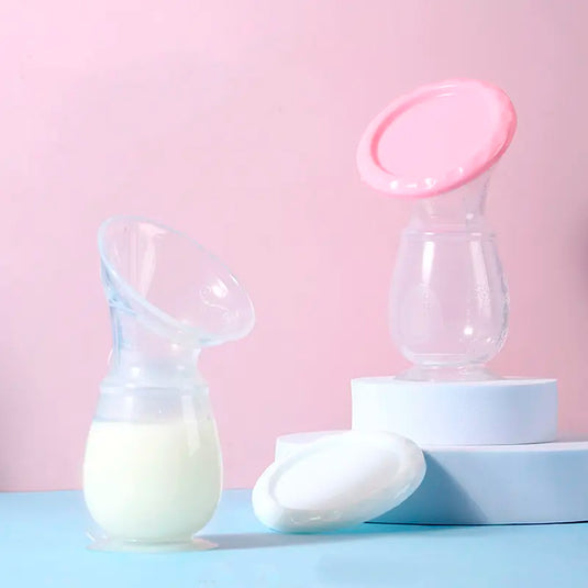 Hakka con tapa y soporte blanco, extractor manual tipo bomba de succión de leche, hecho 100% de silicona de grado alimenticio completamente libre de BPA