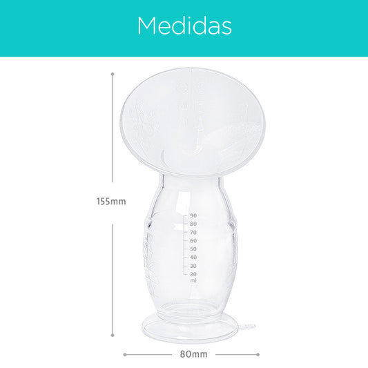 Hakka con tapa y soporte blanco, extractor manual tipo bomba de succión de leche, hecho 100% de silicona de grado alimenticio completamente libre de BPA