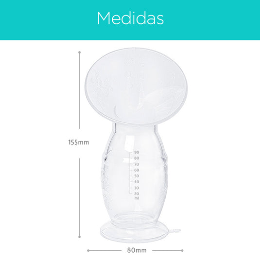 Hakka con tapa y soporte blanco, extractor manual tipo bomba de succión de leche, hecho 100% de silicona de grado alimenticio completamente libre de BPA