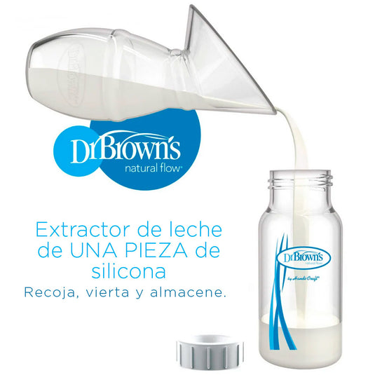 Hakka recolectora de leche con tetero 4oz y tula de transporte, paquete de 3pz, recolector en silicona 100% libre de BPA, diseño ligero y compacto, biberón de 120ml boca ancha, bolsa de viaje - Dr Brown's