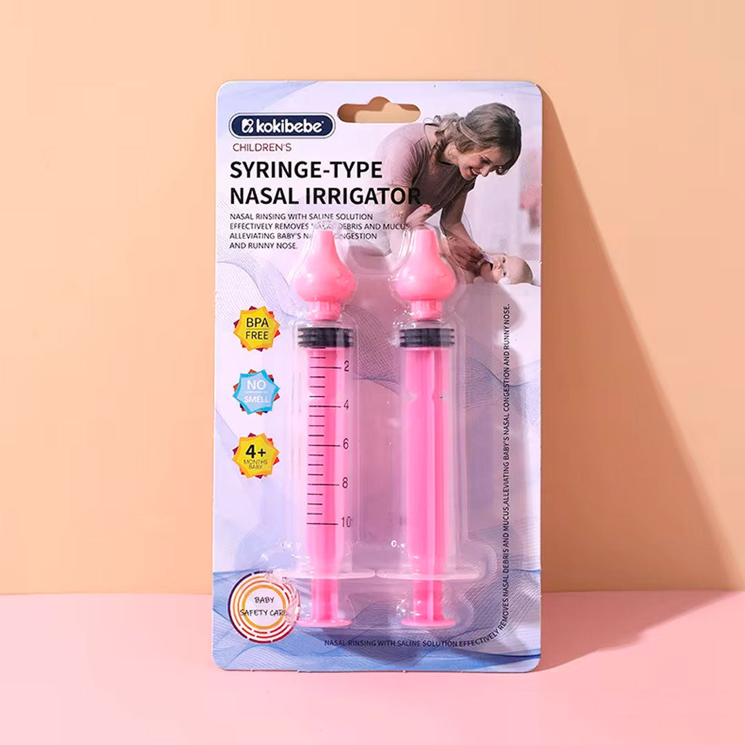 Irrigador nasal estilo jeringa para bebé, ayuda a limpiar y despejar las vías respiratorias, hecho en plástico 100% libre de BPA, boquilla de silicona suave - Kokibebe