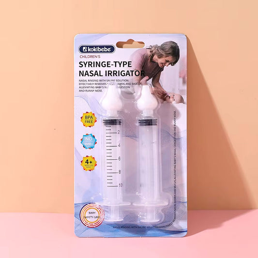 Irrigador nasal estilo jeringa para bebé, ayuda a limpiar y despejar las vías respiratorias, hecho en plástico 100% libre de BPA, boquilla de silicona suave - Kokibebe