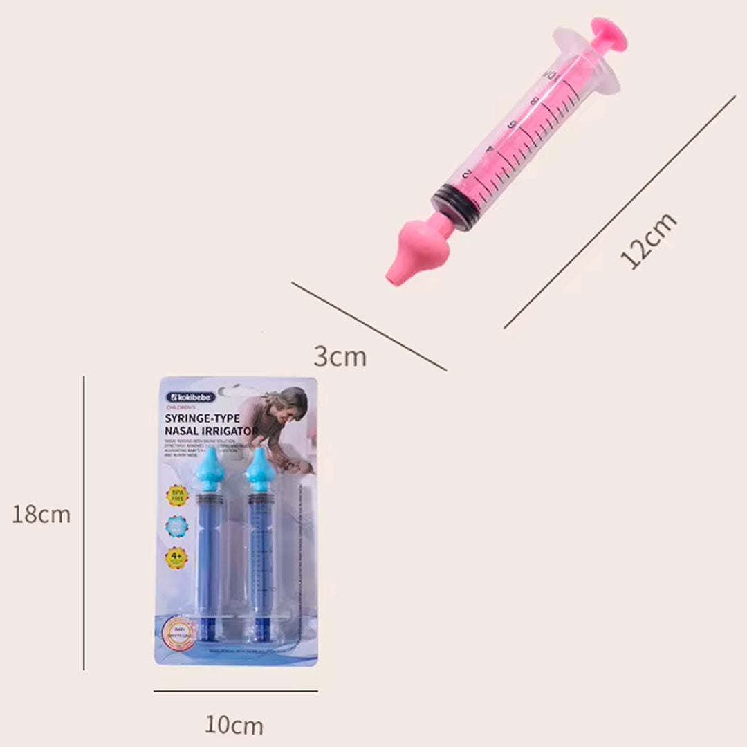 Irrigador nasal estilo jeringa para bebé, ayuda a limpiar y despejar las vías respiratorias, hecho en plástico 100% libre de BPA, boquilla de silicona suave - Kokibebe
