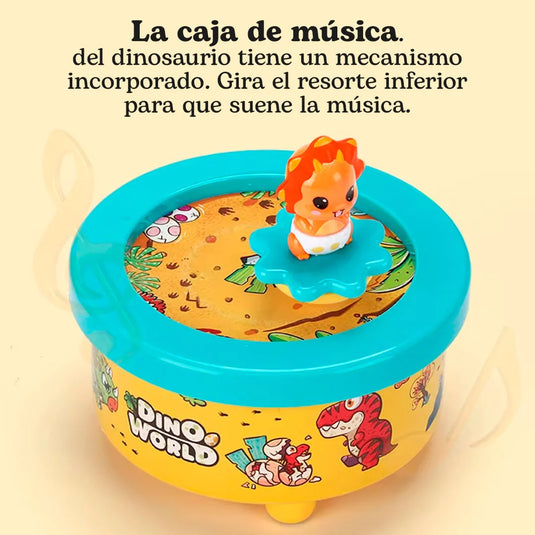 Caja musical a cuerda con trompitos bailarines de Dinosaurios