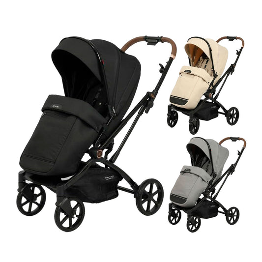 Coche paseador con barra rotable, con función de plegado tipo maleta queda compacto y ligero, mango reversible, respaldo ajustable, capota ajustable a varias posiciones - Kidilo