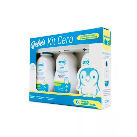 Kit cero para bebé recién nacido con colonia, crema humectante, baño líquido y shampoo - Cero