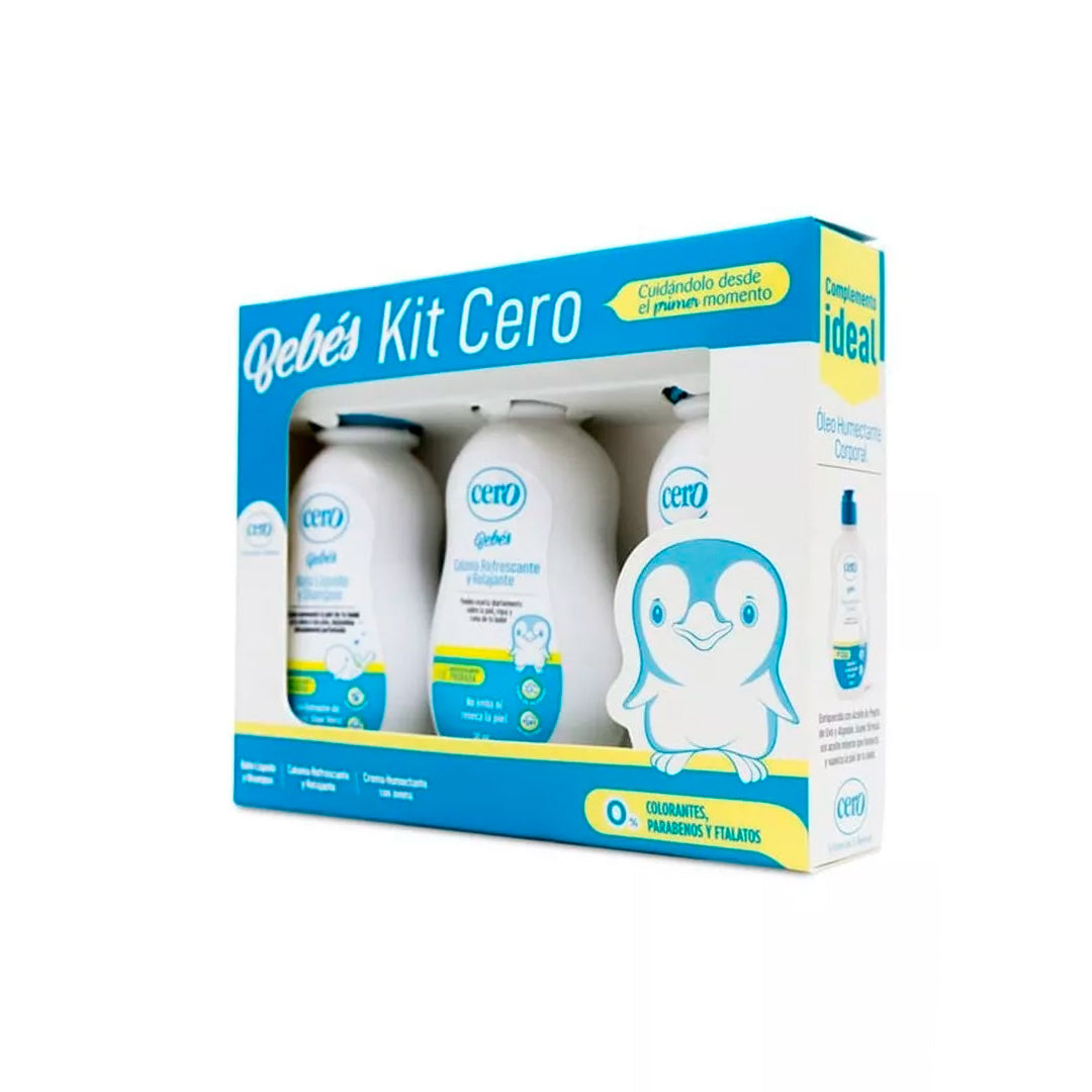 Kit cero para bebé recién nacido con colonia, crema humectante, baño líquido y shampoo - Cero
