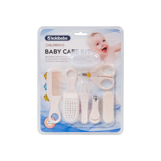 Kit de aseo 7pz color beige para bebé, artículos esenciales para el cuidado, de tamaño compacto ideal para llevarlo a todos lados