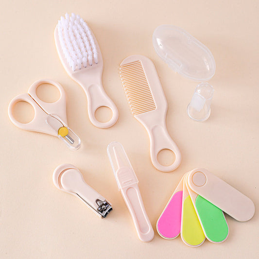 Kit de aseo 7pz color beige para bebé, artículos esenciales para el cuidado, de tamaño compacto ideal para llevarlo a todos lados
