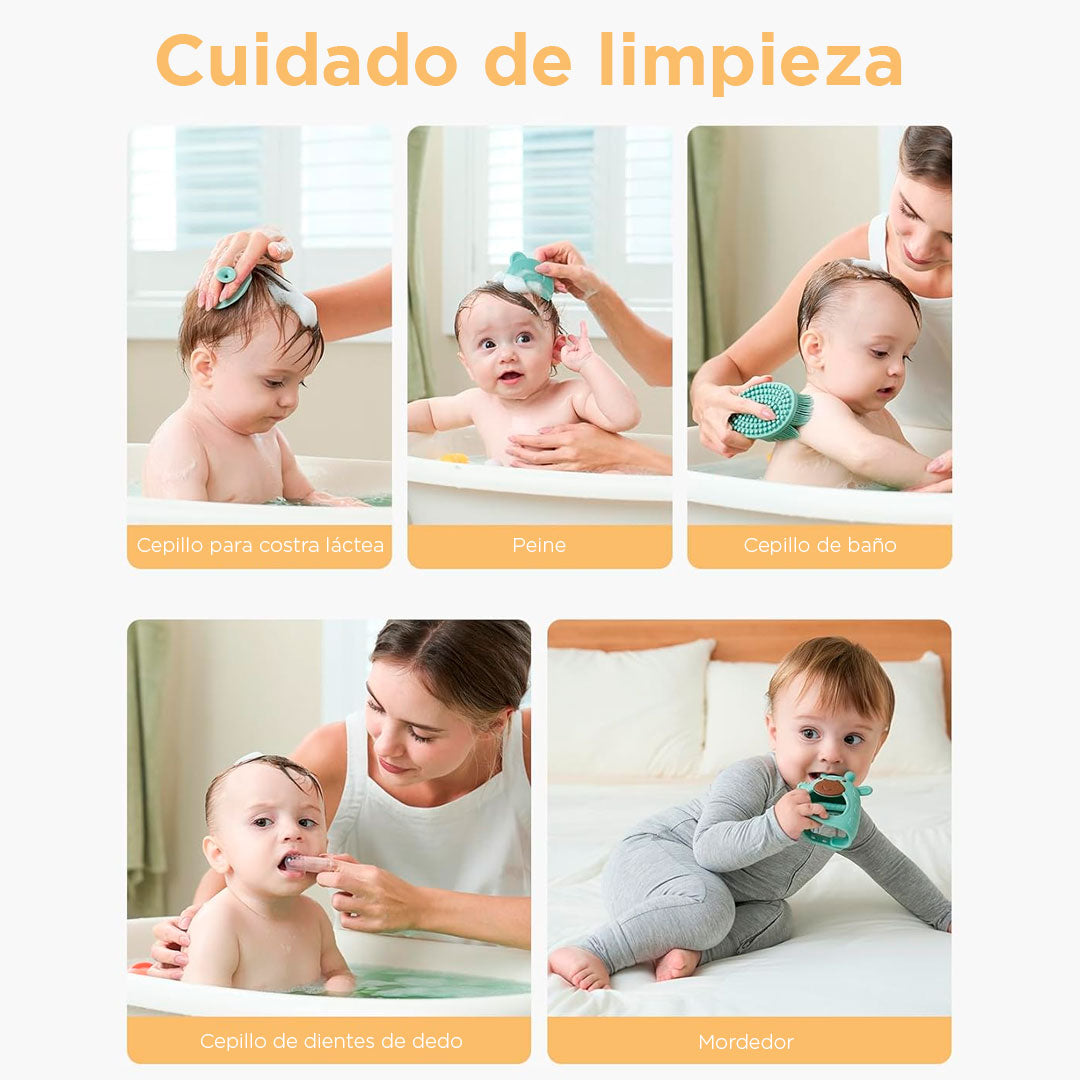 Kit Elite esencial para el cuidado suave del bebé, set de 10 piezas color verde menta para la limpieza, cuidado y aseo del recién nacido, con estuche para facilitar su transporte - Momcozy