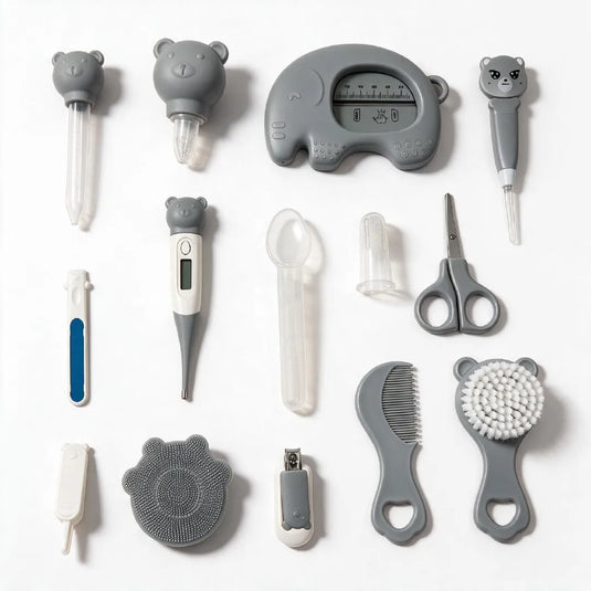 Kit de aseo de 15 piezas, estuche estampado de Ositos, set de aseo para bebé recién nacido, incluyendo una lima eléctrica con cabezales intercambiables, cómodo estuche para facilitar el llevarlo - Cocco Semana 2026